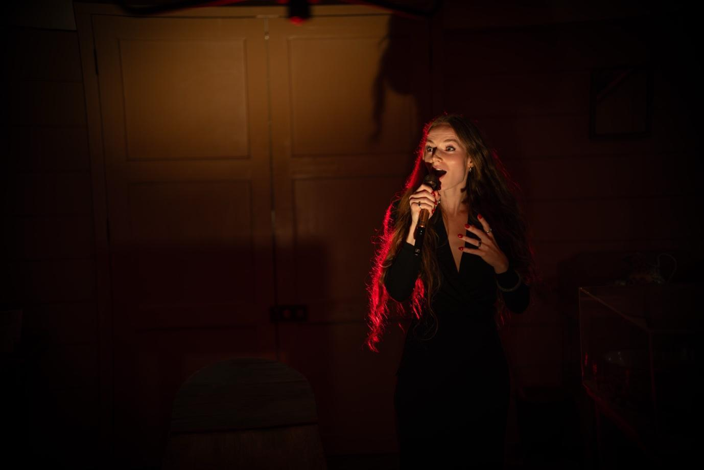 Christabel Cane giving a talk, photograph by Steve Cross